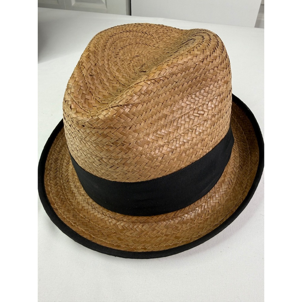 Vintage 1950s Bonar-Phelps Milan Straw Fedora Hat, Hollenden Men's Shop Clevelan